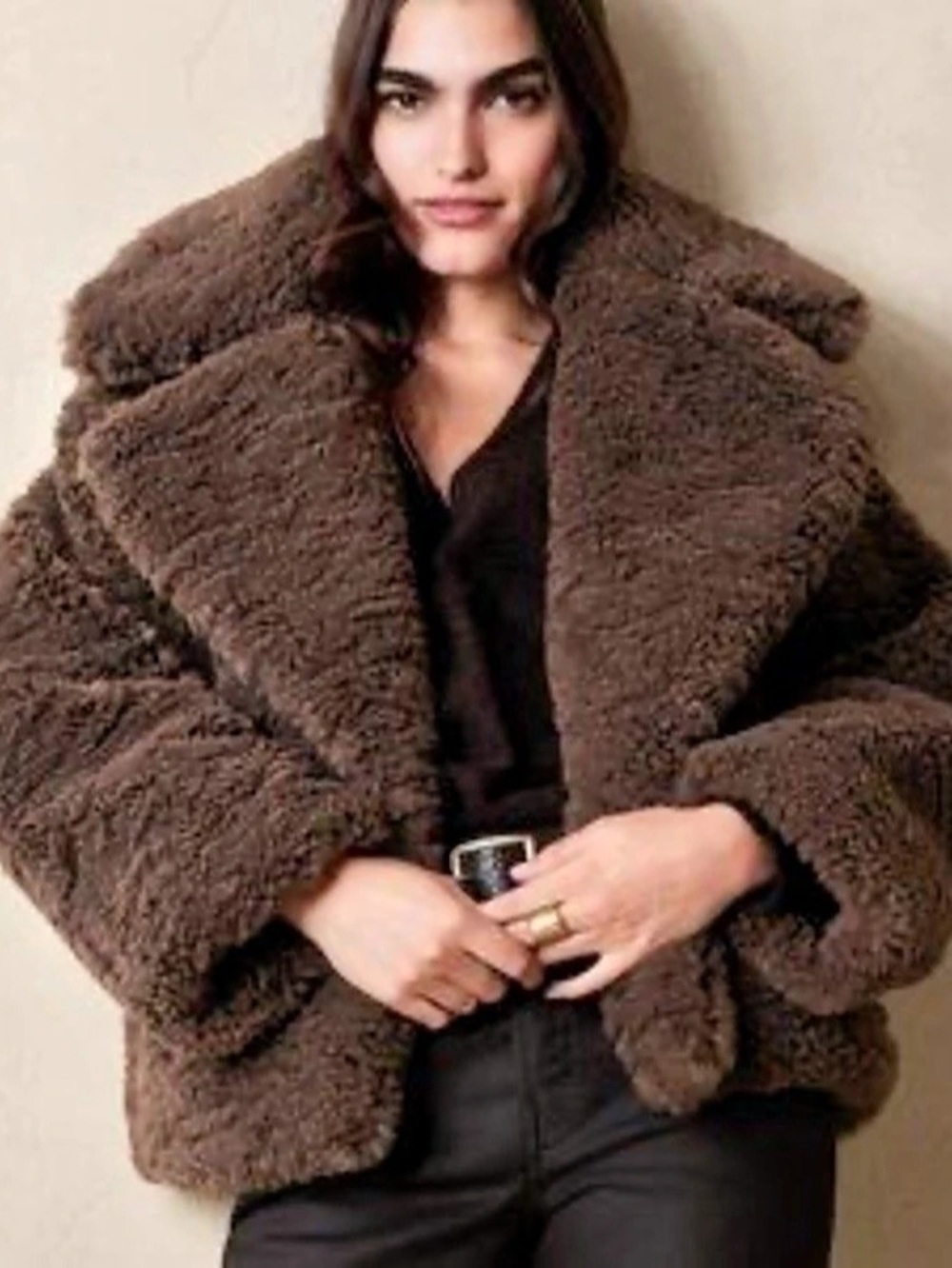 Banana Republic Oversized Shearling Teddy Coat - Dark Chocolate Brown